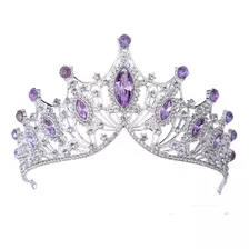 Coroa Tiara De Noiva Casamento Miss Debutante Prata Lilas