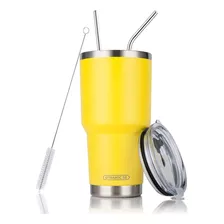 Vaso Termico De Acero Inoxidable De 30 Oz Con Tapa-amarillo