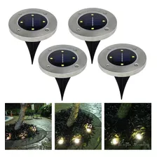 4 Lamparas Led Solares Jardin Tipo Disk Lights Recargables 