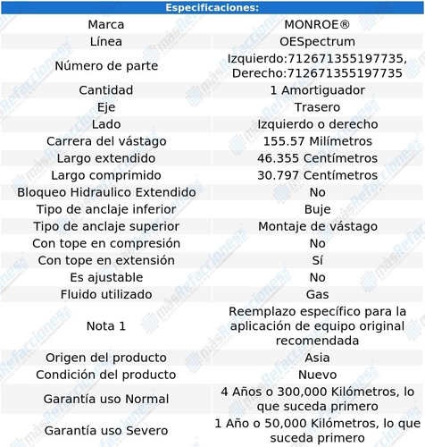 Amortiguador Oespectrum Gas Tra Geo Tracker 89-97 Monroe Foto 2