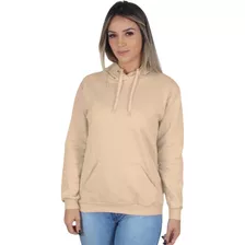 Moletom Canguru Feminino Blusa De Frio Lisa Flanelada Caqui