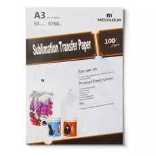 Papel Para Sublimação Mecolour A3 100g - 50 Folhas 