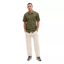 Camisa Hombre Gap Slim Popelina Manga Larga Verde