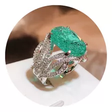 Anillo Para Mujer Piedra Moissanita Verde