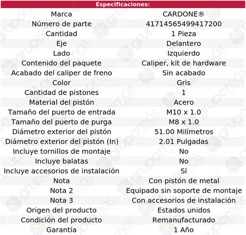 1 Mordaza De Freno Delantero Izq Geo Storm 90 Al 93 Cardone Foto 5