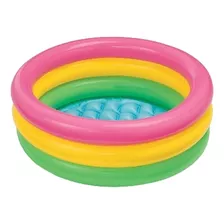 Alberca Inflable Redondo Intex Sunset Glow 57107 33l Rosa Y Amarilla Y Verde Caja