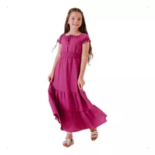 Vestido Longo Juvenil Moda Evangelica Princesa Manga Rodado