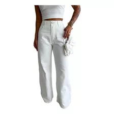 Calça Pantalona Flare Wide Lag Tecido Sarja Roupa Feminina