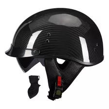 Medio Casco De Motocicleta C/visera Solar Tallam Negro Brill