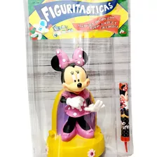 1 Vela Figura Disney De Lujo, Alcancía, Minnie Mouse Pastel 
