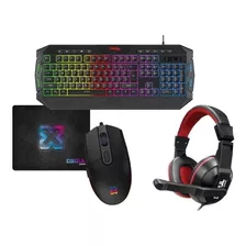 Combo Gamer 4 En 1 Teclado + Mouse + Auriculares Mic + Pad