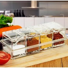 Set 4 Condimentero Recipiente Para Especies Cocina Color Transparente