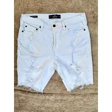 Bermuda Blanca Hollister Con Destruccion Talla 33 Skinny Fit