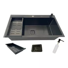 Cuba Gourmet Quadrada Grande Aço Inox 304 Preta 78x45cm