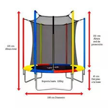 Cama Elástica Bounce Ce06ft Con Diámetro De 185 cm, Color Del Cobertor De Resortes Multicolor Y Lona Negra