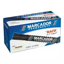 Marcador Permanente Baco Grueso Punta Cincel Caja 12 Piezas Color Negro