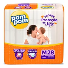 Fraldas Pom Pom Protek Proteção De Mãe M X 28 Unidades