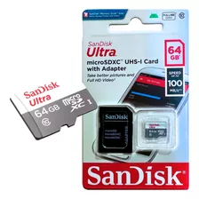 Cartão De Memória 64gb Ultra Microsd/sdhc/sdxc C/ Adaptador