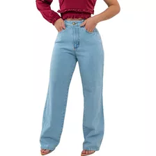Calça Jeans Feminina Wide Leg Super Premium Hot Pant Grife