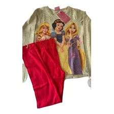 Kit Conjunto Princesas Disney Infantil Feminino Blusa Calça