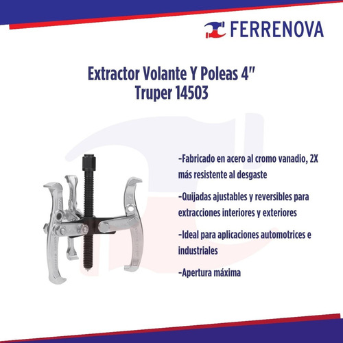Extractor Poleas Y Volante 4'' Truper 14503 Foto 2