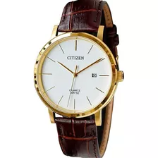 Relógio Citizen Masculino Analógico Couro Tz20699b Cor Da Correia Marrom Cor Do Bisel Dourado Cor Do Fundo Branco