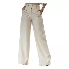 Calça Pantalona Alfaiataria Wide Leg Social Cintura Alta