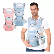 Mochila Porta Bebes Ergonómica Asiento Multifuncional 6 En 1 Color Celeste