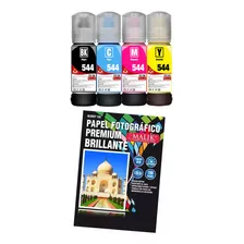 Papel Glossy 135gm 100 Hojas + 4 Tintas Para Epson L3210