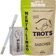 Kit Erva Trots Tereré 500g + Copo Inox + Bomba Quadrada Inox