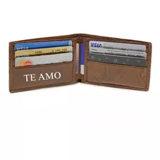 Billetera De Hombre Cuero Capacidad Para 8 Tarjetas Dos Divisiones P/pesos Modelo 0050