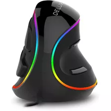 Delux Mouse Vertical Ergonómico Con Cable, Luz Rgb, 4000dpi