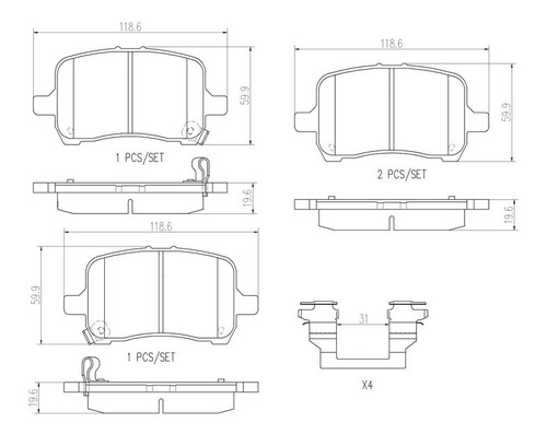 Set-4 Balatas Ceramica Delanteras Solstice 2.4l L4 06/07 Foto 2