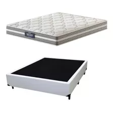 Cama Box Queen + Colchão Mola Ensacada Probel Vegas Spring Cor Branco