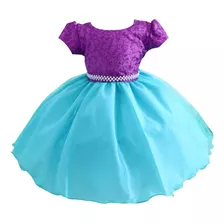 Vestido De Festa Infantil Ariel Lilas Pequena Sereia Luxo