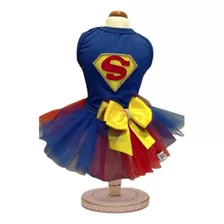 Vestido Para Cachorra E Gata Super Girl (fantasia Pet)