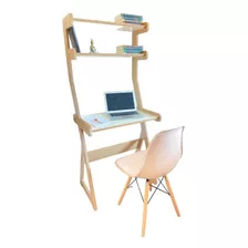 Combo Escritorio Con Biblioteca + Silla Eames Rosa