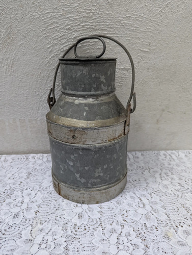 Lechera Antigua Galvanizada Rústica Decoración Vintage Galvanizado / Gris Metálico