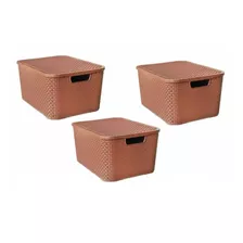 Kit 3 Caixas Organizadoras Rattan Com Tampa 7 Litros