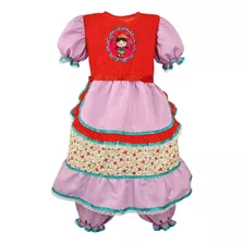 Vestido De Festa Junina Infantil Dança Arraiá Lilás Boneca