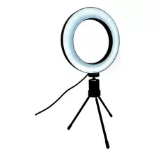 Ring Light Tricolor Anel Led 26cm + Tripé Completo Cor Da Estrutura Preto