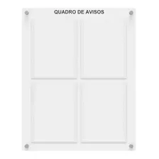 Quadro Informativo De Aviso E Gestão C/ Displays A4 Acrílico