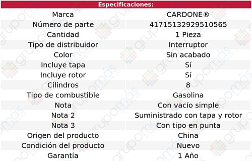 1 Distribuidor Mercury Brougham V8 6.7l 67 Cardone Foto 5