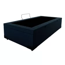 Base Para Cama Box Solteiro Guldi Com Baú Linho (47x88x18... Cor Azul-marinho