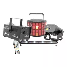 Combo Luces Chauvet Maquina Humo + Derby + Barra Uv + Laser