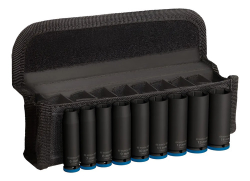 Juego De Llaves Tubo Bosch Impacto Largos 6 A 14mm 9 Pz 1/4 Negro/azul