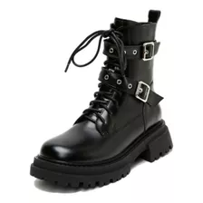 Bota Negra Botin Plataforma Tacon Piel Mujer Dama Caballero