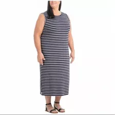 Vestido Largo Hilary Radley Sin Mangas Talla Xl Rayas