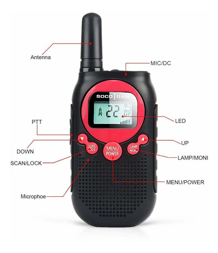 Walkie-talkies Socotran 2 Piezas 8 Km Mx 1500mah Negro/rojo Foto 2