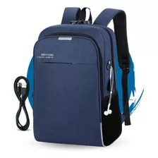 Mochila Anti Furto Notebook Reforçada Saída P/ Cabo Aux Usb 